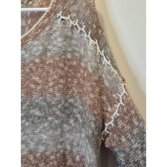 Knox Rose Oversized Tunic Women's XXL Striped Knit Sweater With Stitched Details - Picture 3 of 8